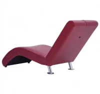 Diván con almohada de cuero sintético color vino t