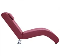 Diván con almohada de cuero sintético color vino t