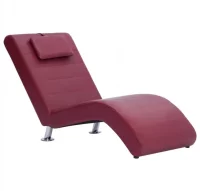 Diván con almohada de cuero sintético color vino t