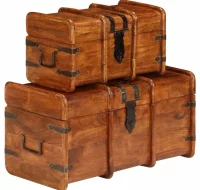 Conjunto 2 baúles de almacenaje madera acacia acab