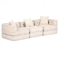 Sofá cama modular de 3 plazas de tela beige