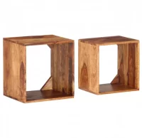 Mesas apilables de madera maciza de sheesham 2 pie