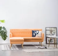 Sofá en forma de L tapizado de tela naranja 171,5x