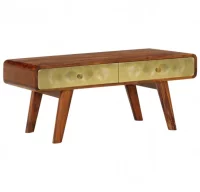Mesa de centro madera maciza de sheesham y dorados