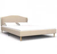 Cama con colchón viscoelástico tela beige 120x200