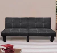 Sofá cama ajustable de tela negro
