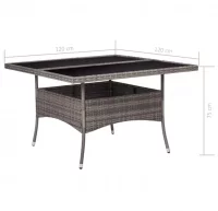 Mesa de comedor de jardín ratán sintético y vidrio