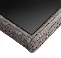 Mesa de comedor de jardín ratán sintético y vidrio