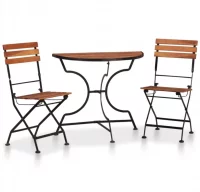 Set mesa y sillas bistro de jardín 3 pzas madera m
