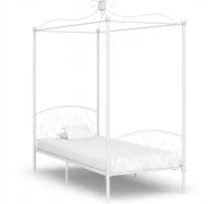 Estructura de cama con dosel metal blanco 100x200