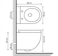 Inodoro de pared sin bordes de cerámica blanco