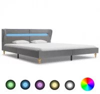 Estructura de cama con LED tela gris claro 160x200