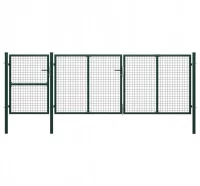 Puerta de jardín de acero verde 400x125 cm