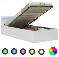 Cama canapé hidráulica con LED cuero sintético bla