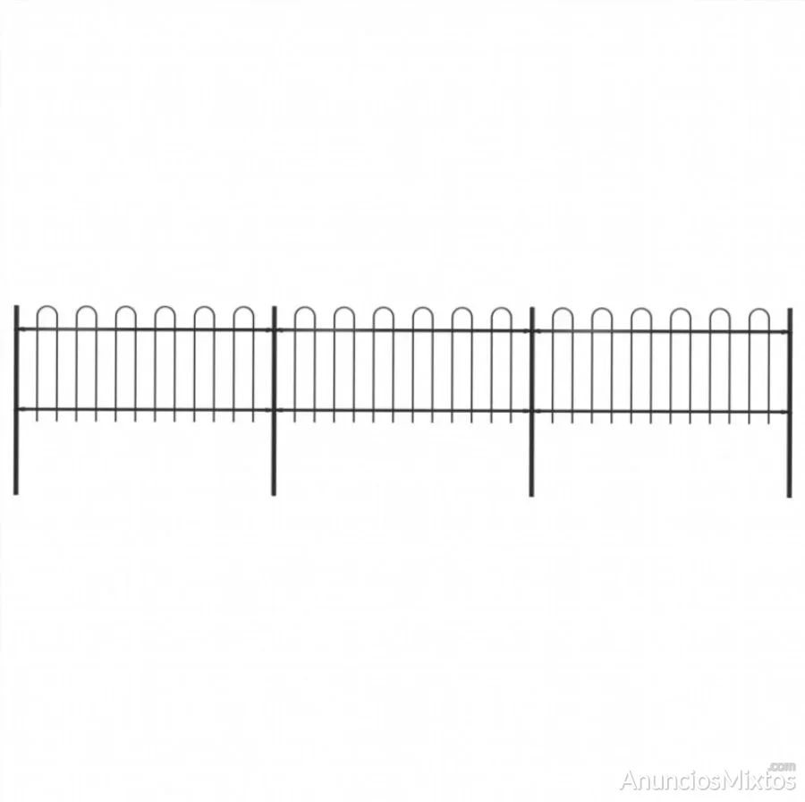 Valla de jardín con puntas de aro acero negro 5,1x