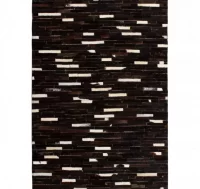 Alfombra de retazos de cuero 80x150 cm rayas negro