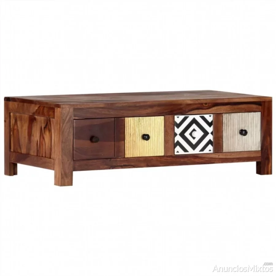 Mesa de centro de madera maciza de sheesham 90x50x