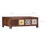 Mesa de centro de madera maciza de sheesham 90x50x