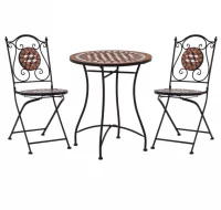 Mesa y sillas de bistró 3 piezas con mosaico cerám