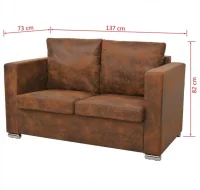 l Sofa de 2 plazas 137x73x82 cm piel de ante artif