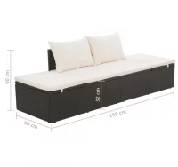 Cama de jardín 195x60 cm ratán sintético negro