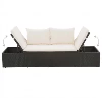 Cama de jardín 195x60 cm ratán sintético negro