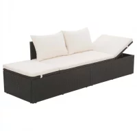 Cama de jardín 195x60 cm ratán sintético negro