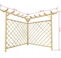 Pérgola esquinera de madera impregnada 160x160x197