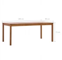 Mesa de comedor de madera de pino marrón miel 180x