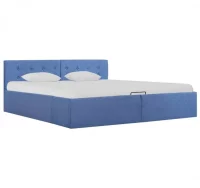 Cama canapé hidráulica con almacenaje tela azul 16