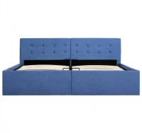 Cama canapé hidráulica con almacenaje tela azul 16