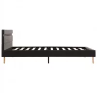 Estructura de cama con LED tela gris oscuro 140x20