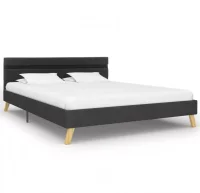 Estructura de cama con LED tela gris oscuro 140x20