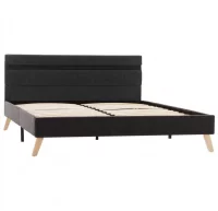 Estructura de cama con LED tela gris oscuro 140x20