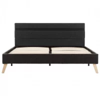 Estructura de cama con LED tela gris oscuro 140x20