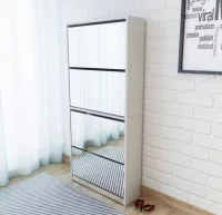 Mueble zapatero 4 cajones con espejo blanco 63x17x