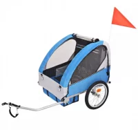 Remolque de bicicleta para niños gris y azul 30 kg