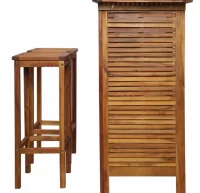 Set mesa de bar y sillas 3 piezas de madera de aca