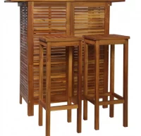 Set mesa de bar y sillas 3 piezas de madera de aca