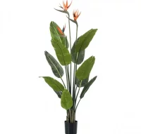 Planta artificial Strelitzia con maceta y flores 1