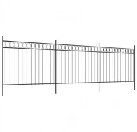 Paneles de valla con postes de acero 6x1,7 m negro