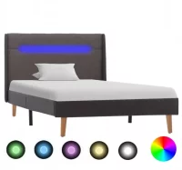 Estructura de cama con LED tela gris 100x200 cm