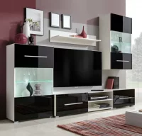 Mueble de pared 5 uds gabinete TV con iluminación