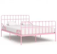 Estructura de cama con somier metal rosa 140x200 c
