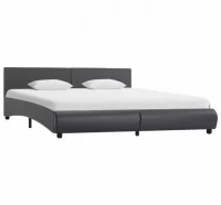 Estructura de cama de cuero sintético gris 180x200