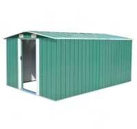 Caseta de jardín de metal verde 257x398x178 cm