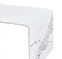 Mesa de centro de vidrio templado blanco mármol 98