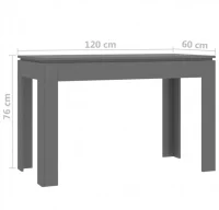 Mesa de comedor de aglomerado gris brillante 120x6