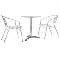 Set de mesa y sillas bistró de jardín 3 pzas alumi