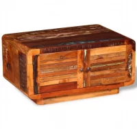 Mesa de centro de madera maciza reciclada 80x50x40